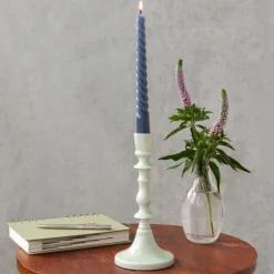 Enamel candlestick (19cm) - Light grey