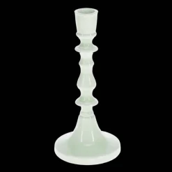 Enamel candlestick (19cm) - Light grey