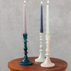 Enamel candlestick (19cm) - Light grey