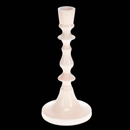 Enamel candlestick (19cm) - Soft pink