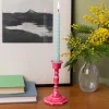 Enamel candlestick (13cm) - Vibrant pink