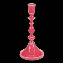 Enamel candlestick (19cm) - Vibrant pink