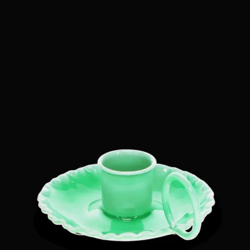 Enamel chamberstick candle holder - Green