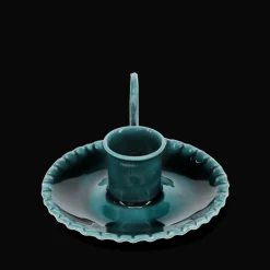 Enamel chamberstick candle holder - Blue