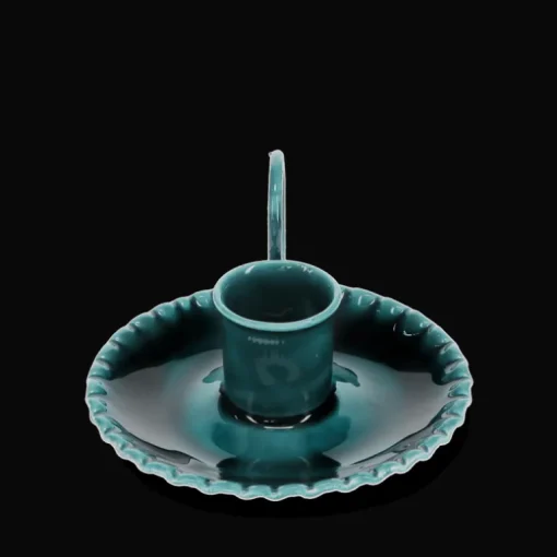 Enamel chamberstick candle holder - Blue