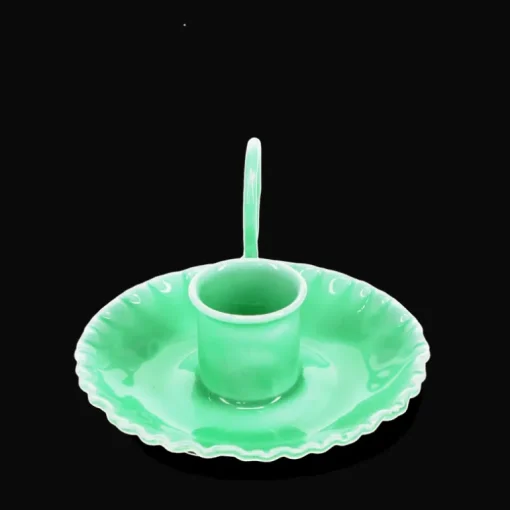 Enamel chamberstick candle holder - Green