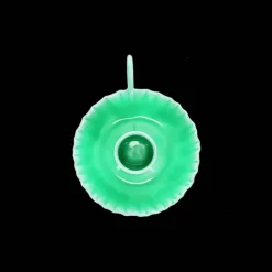 Enamel chamberstick candle holder - Green
