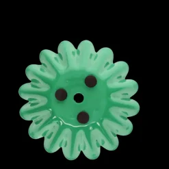 Enamel cupped flower candle holder - Dark green