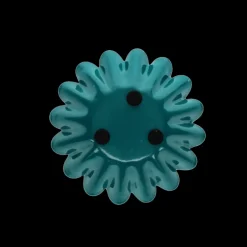 Enamel cupped flower candle holder - Blue
