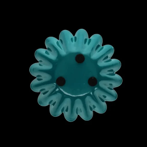 Enamel cupped flower candle holder - Blue