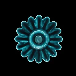Enamel cupped flower candle holder - Blue