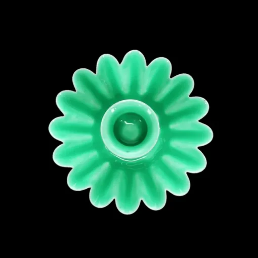 Enamel cupped flower candle holder - Green