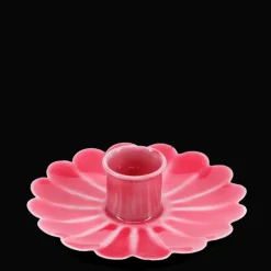 Enamel flat flower candle holder - Vibrant pink