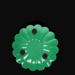 Enamel flat flower candle holder - Dark green