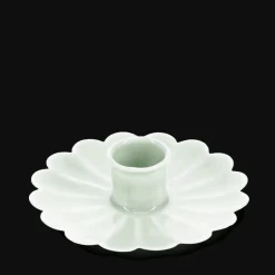 Enamel flat flower candle holder - Light grey
