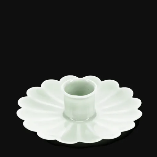 Enamel flat flower candle holder - Light grey