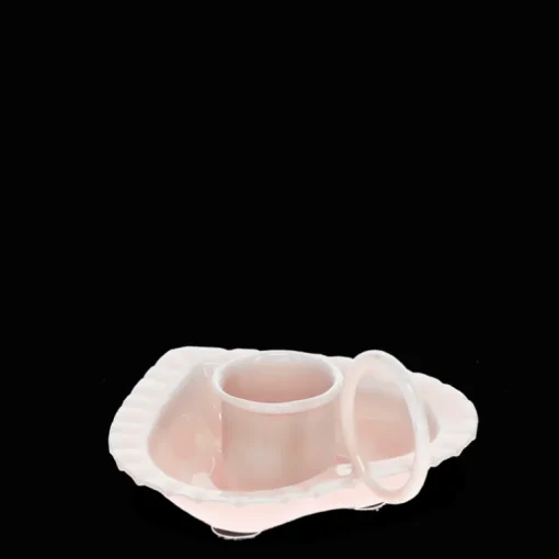 Enamel heart-shaped candle holder - Soft pink