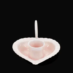 Enamel heart-shaped candle holder - Soft pink