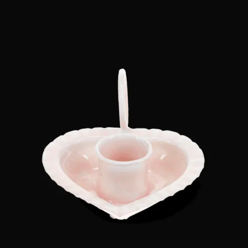 Enamel heart-shaped candle holder - Soft pink