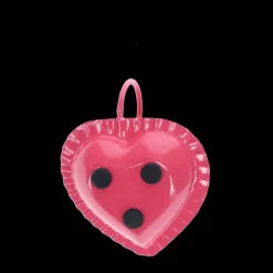 Enamel heart-shaped candle holder - Vibrant pink