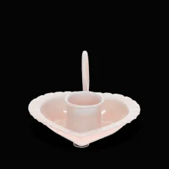 Enamel heart-shaped candle holder - Soft pink