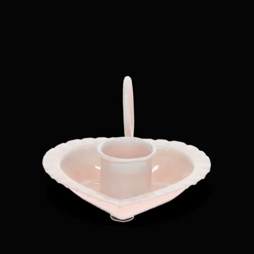 Enamel heart-shaped candle holder - Soft pink
