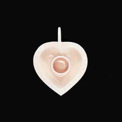 Enamel heart-shaped candle holder - Soft pink