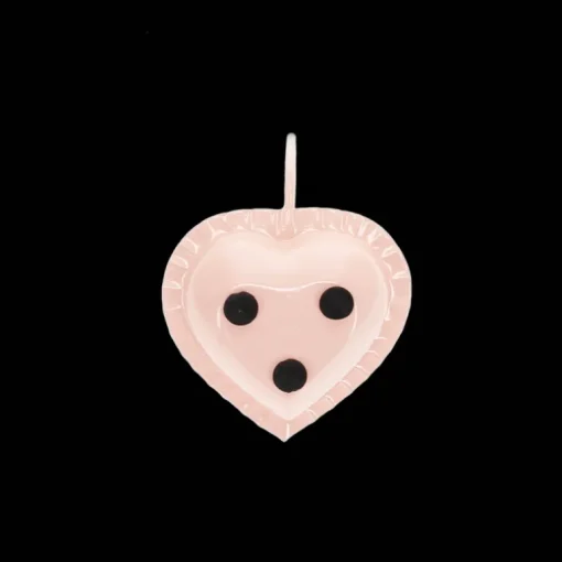 Enamel heart-shaped candle holder - Soft pink