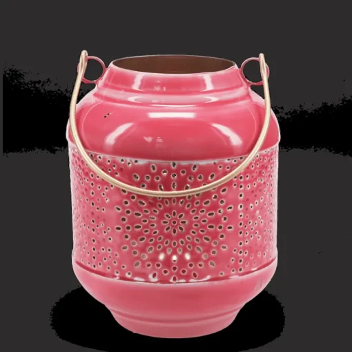 Enamel tealight lantern - Vibrant pink