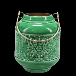 Enamel tealight lantern - Dark green
