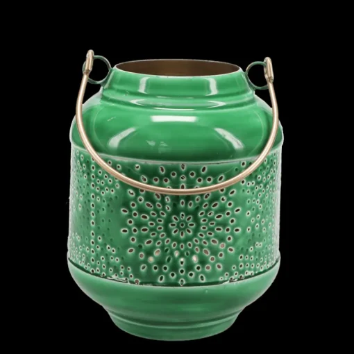Enamel tealight lantern - Dark green