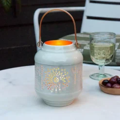 Enamel tealight lantern - Light grey