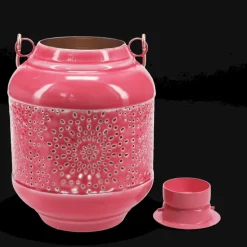 Enamel tealight lantern - Vibrant pink