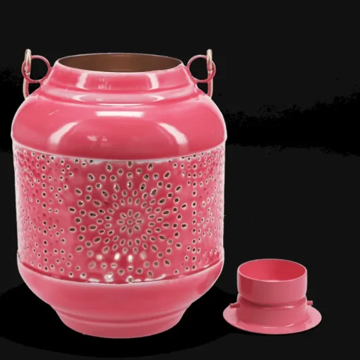 Enamel tealight lantern - Vibrant pink