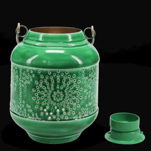 Enamel tealight lantern - Dark green