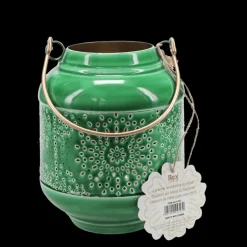Enamel tealight lantern - Dark green