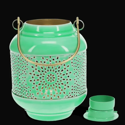Enamel tealight lantern - Green