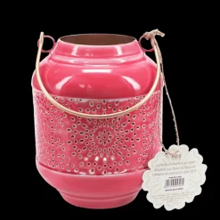 Enamel tealight lantern - Vibrant pink