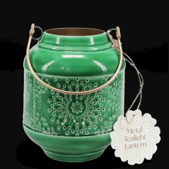 Enamel tealight lantern - Dark green