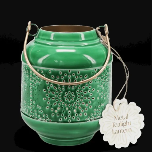 Enamel tealight lantern - Dark green