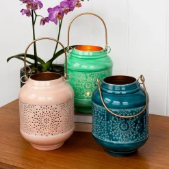 Enamel tealight lantern - Green
