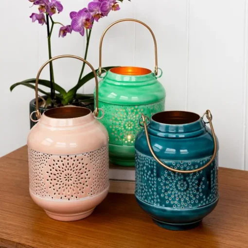 Enamel tealight lantern - Green