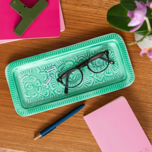 Enamel trinket tray - Green