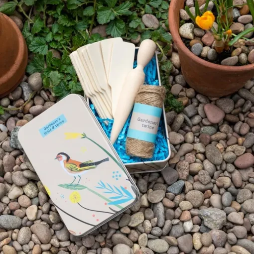 Gardener's tools and twine in a tin - Your Garden