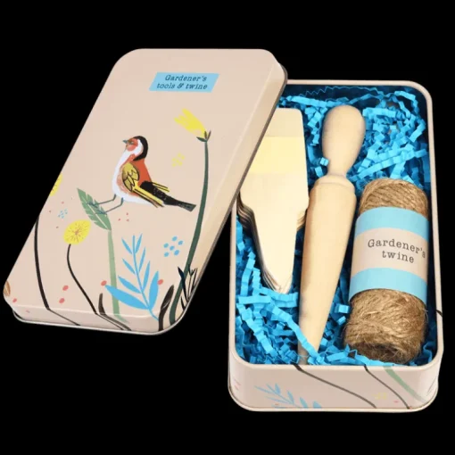 Gardener's tools and twine in a tin - Your Garden