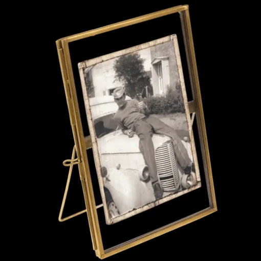 Glass and brass metal standing frame (15 x 10cm)