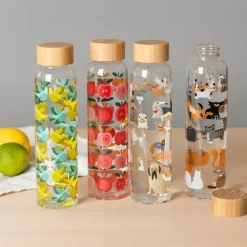 Glass water bottle 420ml - Vintage Apple