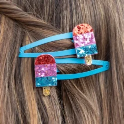 Glitter hair clips (set of 2) - Ice lolly