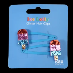 Glitter hair clips (set of 2) - Ice lolly
