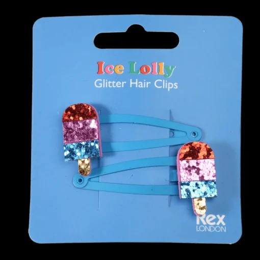 Glitter hair clips (set of 2) - Ice lolly